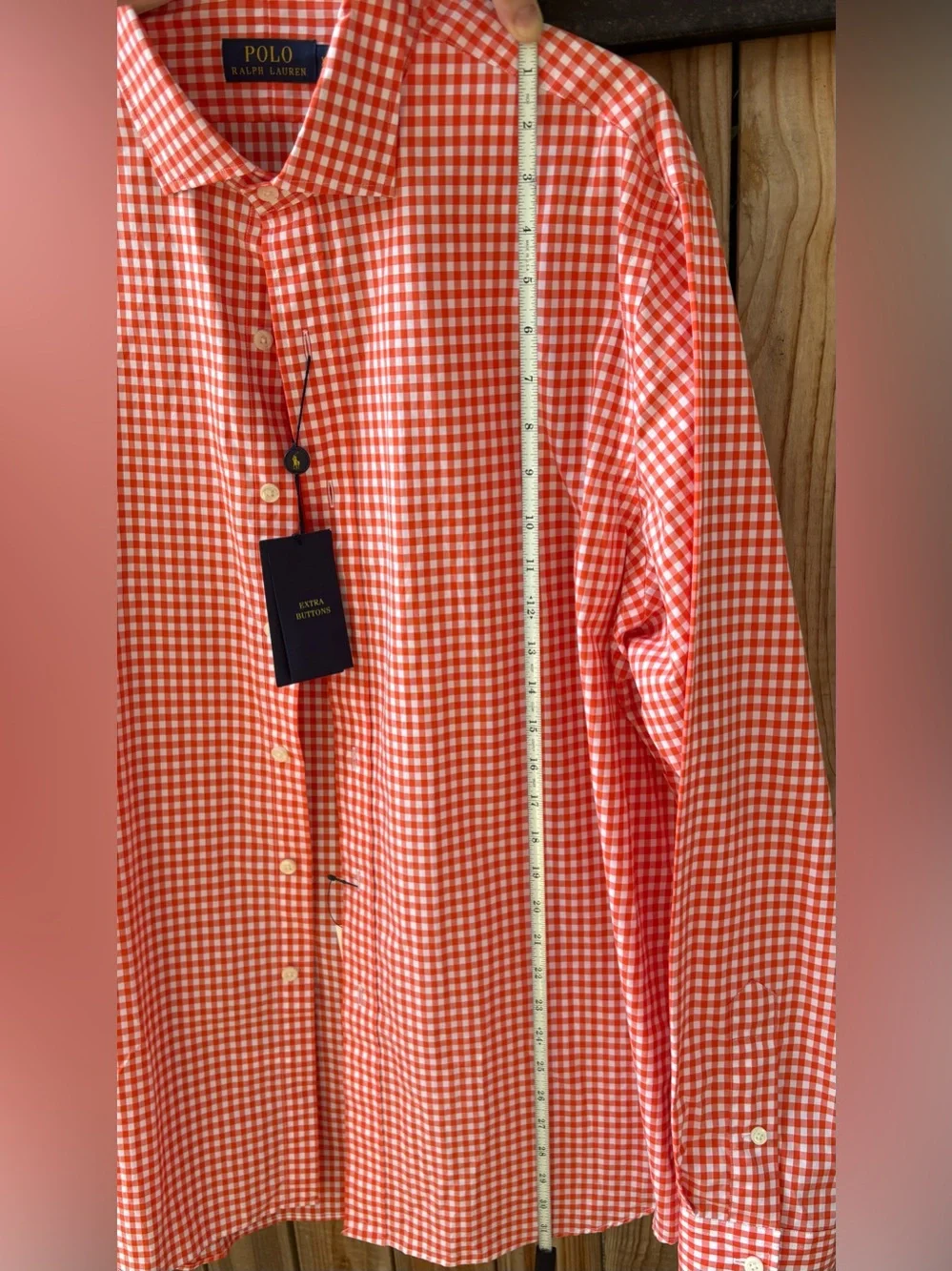 Polo by Ralph Lauren Orange and White Gingham Button-Down Shirt